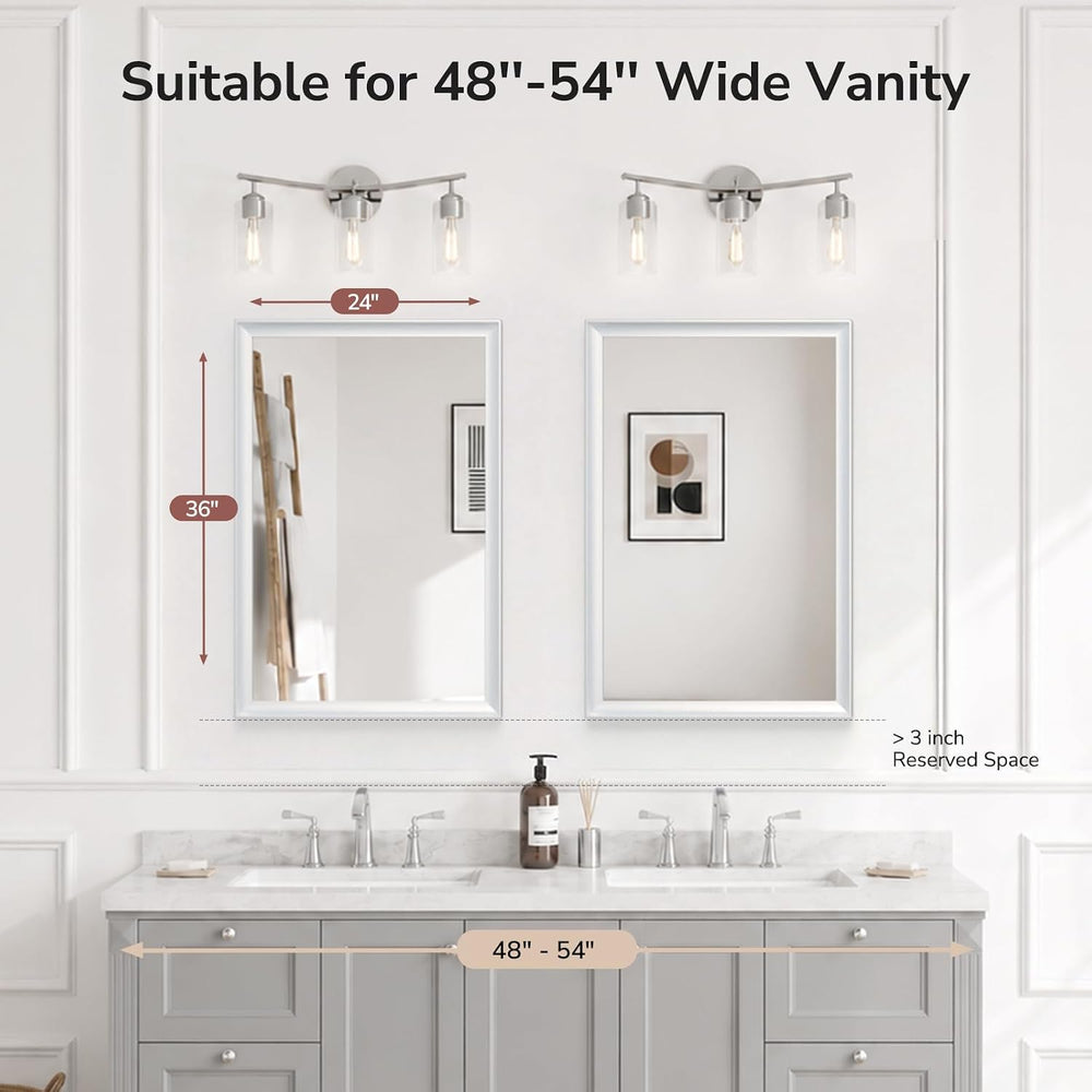 USHOWER 2 Pack 24x36 Inch Brushed Nickel Bathroom Mirrors for Over Sink