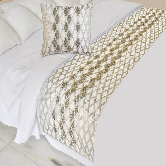 The HomeCentric King/Queen/Twin Ivory Decorative Full 68"x18" Bed Runner by TheHomeCentric
