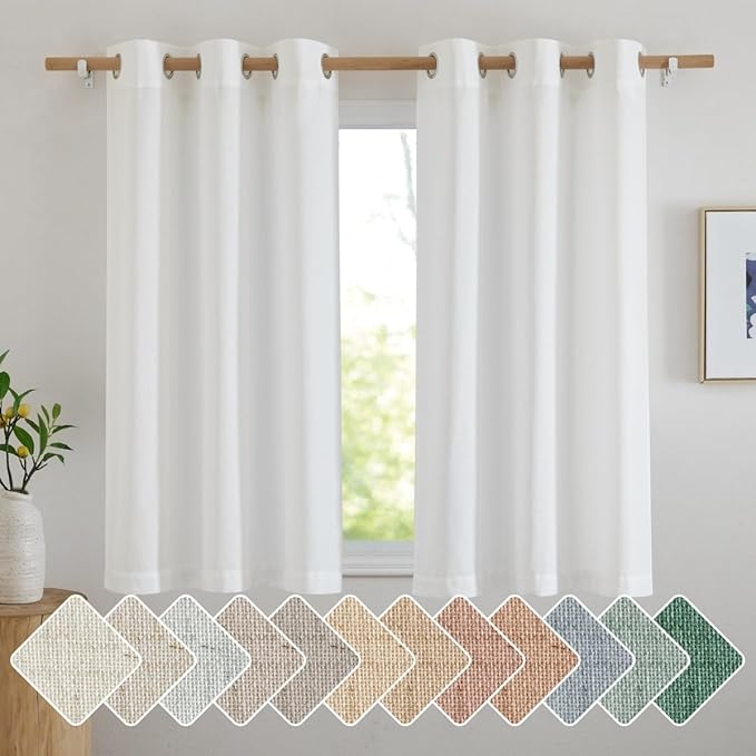 NICETOWN White Linen Short Curtains by NICETOWN
