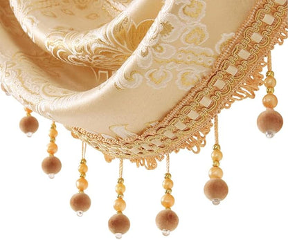 ELKCA Golden Jacquard Swag Waterfall Valance Luxury Curtain Valance - Image 4