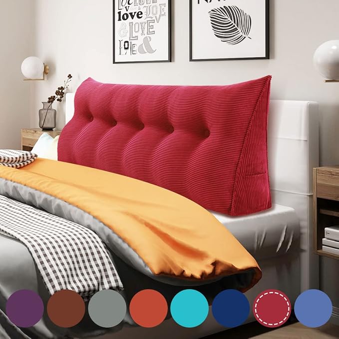 WOWMAX 100% Cotton Corduroy Headboard Pillow – Queen Size Back Support Reading by WOWMAX