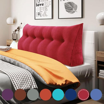 WOWMAX 100% Cotton Corduroy Headboard Pillow – Queen Size Back Support Reading by WOWMAX
