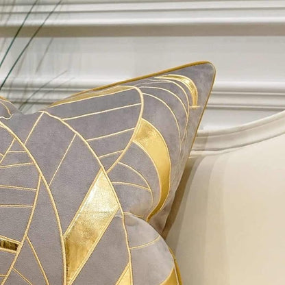 Avigers 18 x 18 Inches Grey Gold Striped Cushion Case Luxury European Throw - Image 2