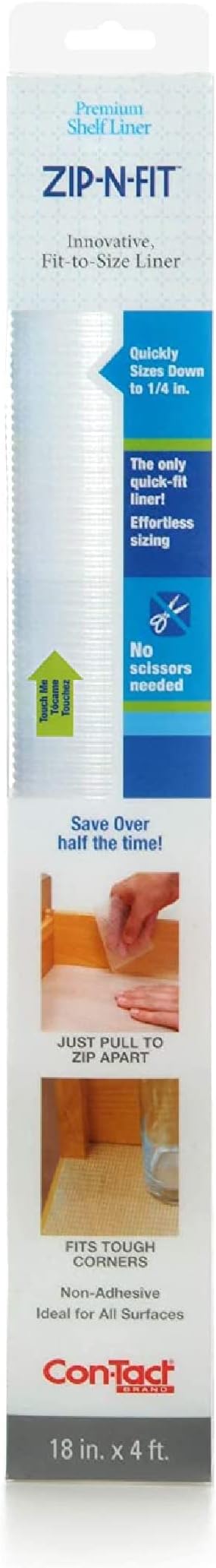 Con-Tact Brand Adhesive Zip-N-Fit Solid Grip Drawer 18" x 4', Ribbed Clear by Kittrich+%28Home%29