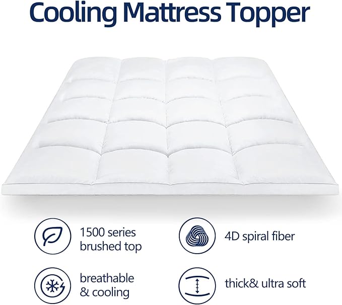 Mattress Topper Full XL for Back Pain, Extra Thick Mattress Pad Cover, Plush - Image 2
