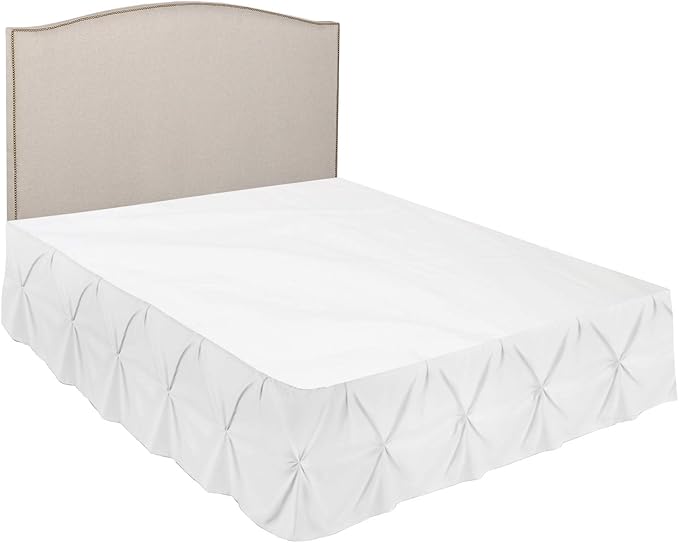 Nestl White Bed Skirt Queen Size, Pinch Pleat Queen Bed Skirt, Hotel Quality - Image 7