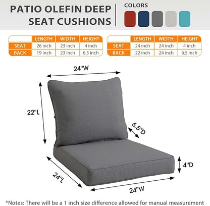 Sundale Outdoor Olefin Deep Seat Cushion, Patio Chair Cushion and Pillow - Image 5