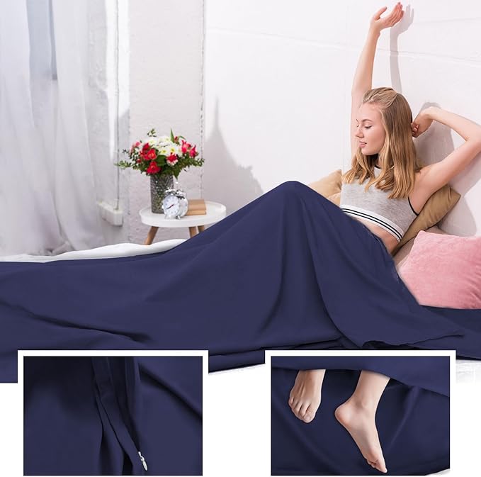 Sleeping Bag Liner, Travel Sheet & Adult Sleep Sack, Camping Sheets Travel - Image 4