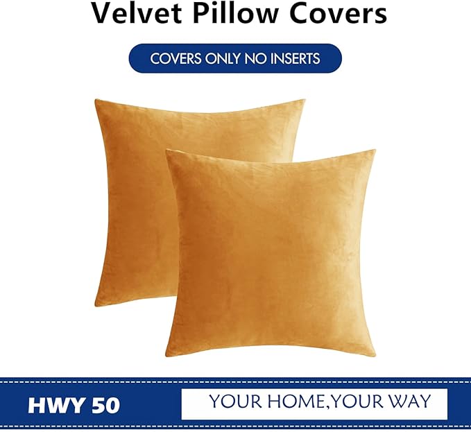 HWY 50 Orange Velvet Throw Pillow Covers 16x16 Inch - Image 6