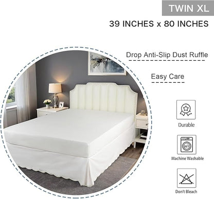 HIG Off-White Chic Twin XL Bed Skirt - Image 2