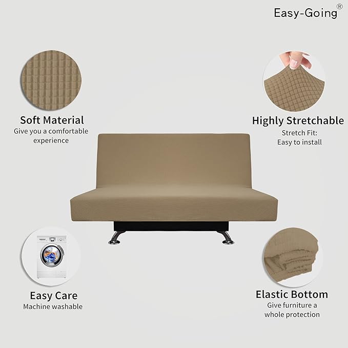 Easy-Going Stretch Futon Slipcover Armless Futon Bed Cover Furniture Protector - Image 3