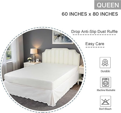 HIG Off-White Chic Queen Bed Skirt - Image 2