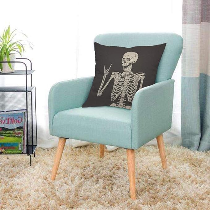 AOYEGO Human Skeleton Posing Throw Pillow Cover Skull Anatomy Happy Creepy - Image 3