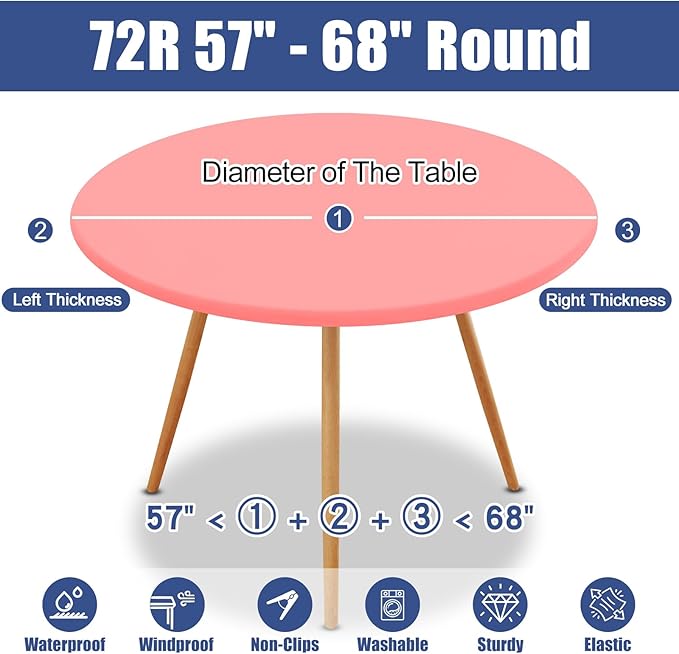 Round Spandex Tablecloth, Elastic Fitted Waterproof Tablecloths - Image 8