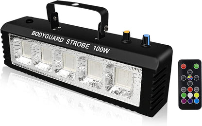 Strobe Stage Lights Sound Activated, 100W RGB LED Strobe Light, Halloween Light Effect with Remote Control, Professional DJ Party Lights for Banquet Host