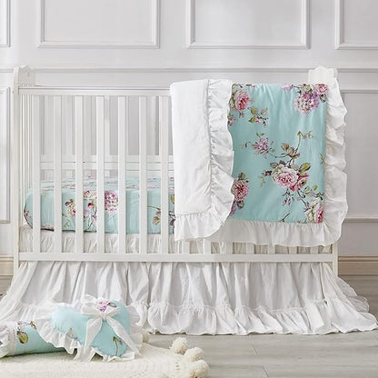 Brandream Crib Bed Skirt for Baby Girls Boys White Boho Bohemian Solid Cotton - Image 3