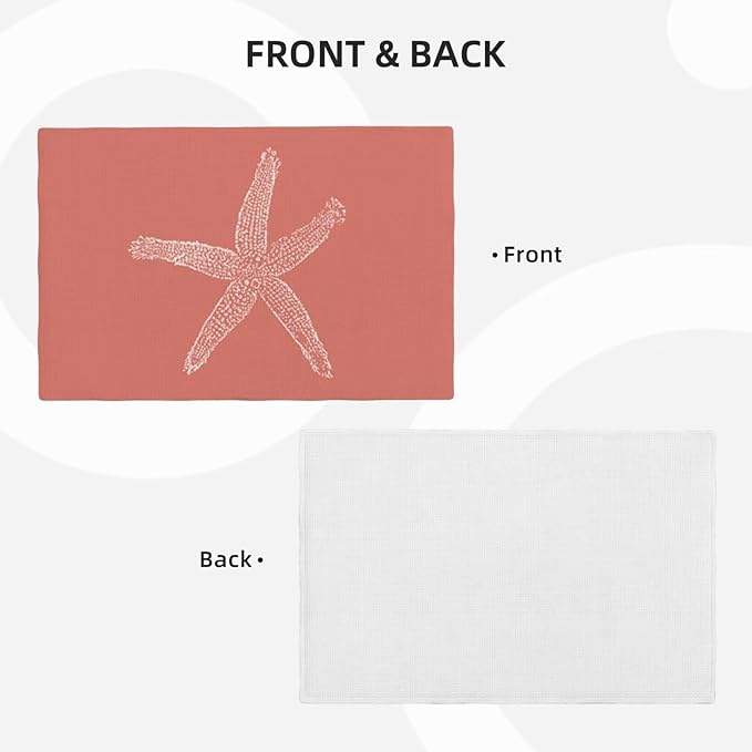 Summer Coastal Placemats Set of 4, Beach Theme Ocean Coral Starfish Decorative - Image 3