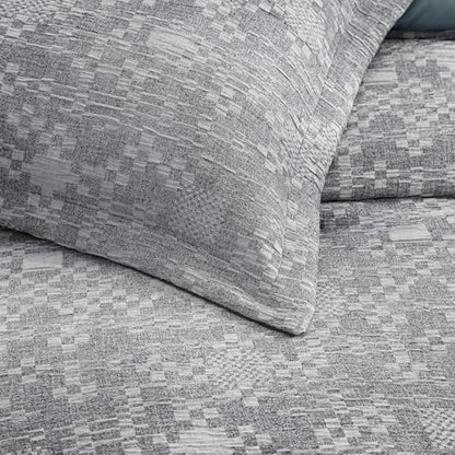 mairêve full size comforter set crinkle textured navy on a desk or shelf