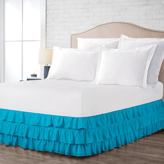 Multi-Ruffle Bed Skirt, Soft Multi Elastic Dust Ruffles - Image 3
