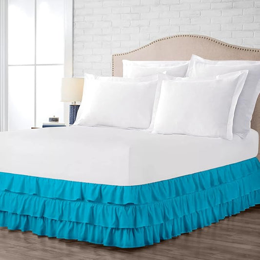 Multi-Ruffle Bed Skirt, Soft Multi Elastic Dust Ruffles by Unknown