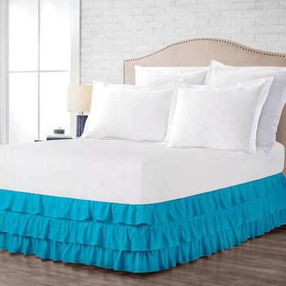 Multi-Ruffle Bed Skirt, Soft Multi Elastic Dust Ruffles - Image 2