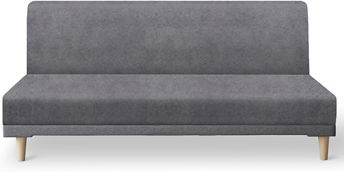 molasofa Leather Like Stretch Futon Slipcover Armless Futon Bed Sofa Cover by Molasofa