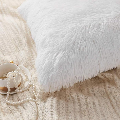 Uhamho Set of 2 Faux Fur Throw Pillow Covers Soft Velvet Decorative Pillowcases - Image 4