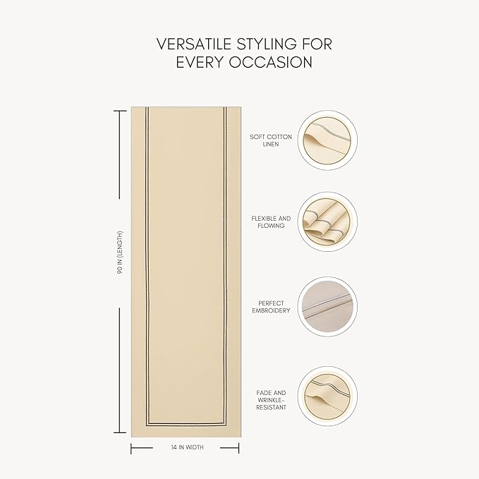 Home Ekaa Cotton Linen Table Runner 90 Inches Long – Summer Beige Table Runner - Image 6