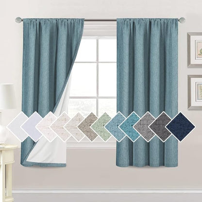 H.VERSAILTEX Linen Look 100% Blackout Curtains 63 Inches Long by HVERSAILTEX