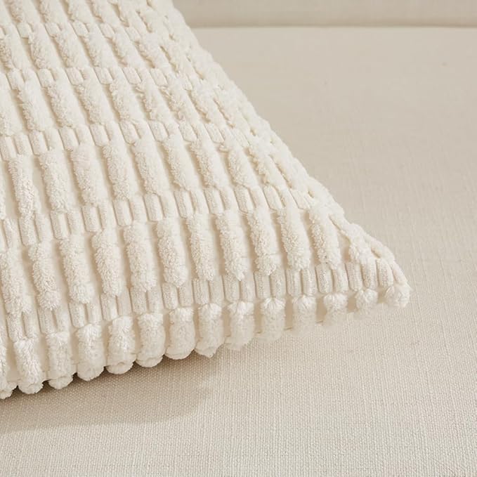 Fancy Homi 4 Packs Boho Cream Decorative Throw Pillow Covers 14x14 Inch - Image 4