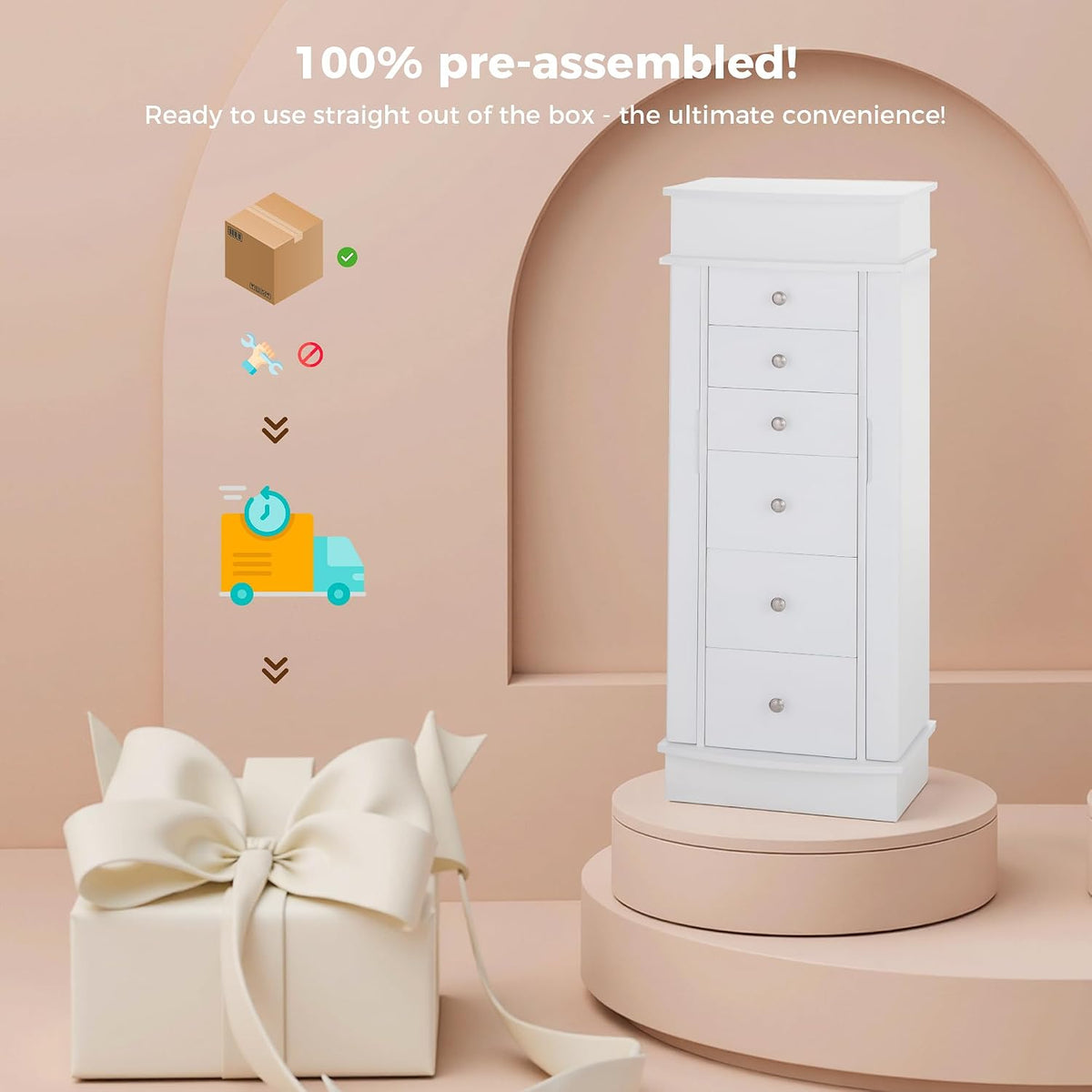 ironck jewelry cabinet with led mirror and 6, view 9