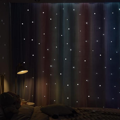 Kinryb Christmas Colorful Star Hollowed Out Curtains Stars Blackout Curtains - Image 4
