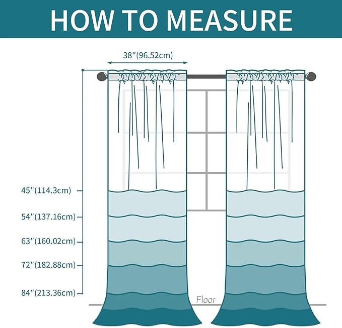 Sheer Curtains 63 Inches Long 2 Panels, Rod Pocket Short Curtain - Image 4