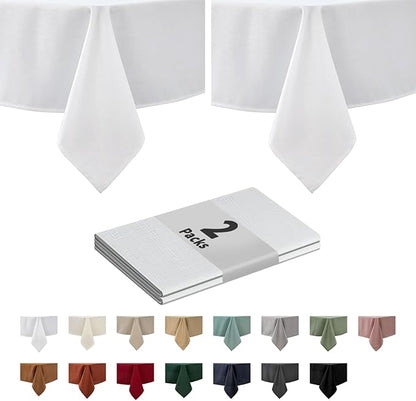 maxmill 2 Pack 52 x 70 Inch Rectangle Slubby Textured Tablecloth Spillproof by maxmill