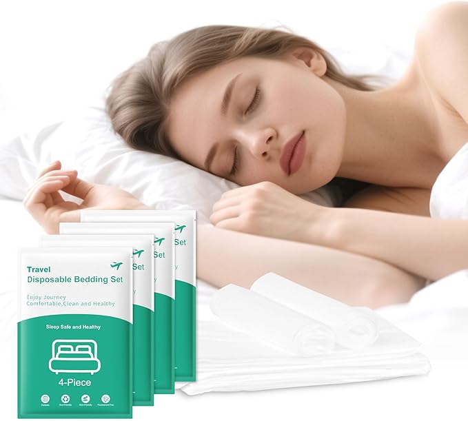 Disposable Bed Sheets 4-Pack | 16-Piece Set Hotel & Travel Essentials Portable by HDFCLUP