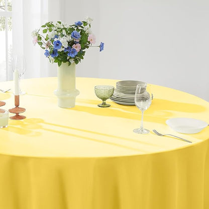 Round Tablecloth 6 Pack 108 Inch Yellow Tablecloths Washable Decorative Linen - Image 5
