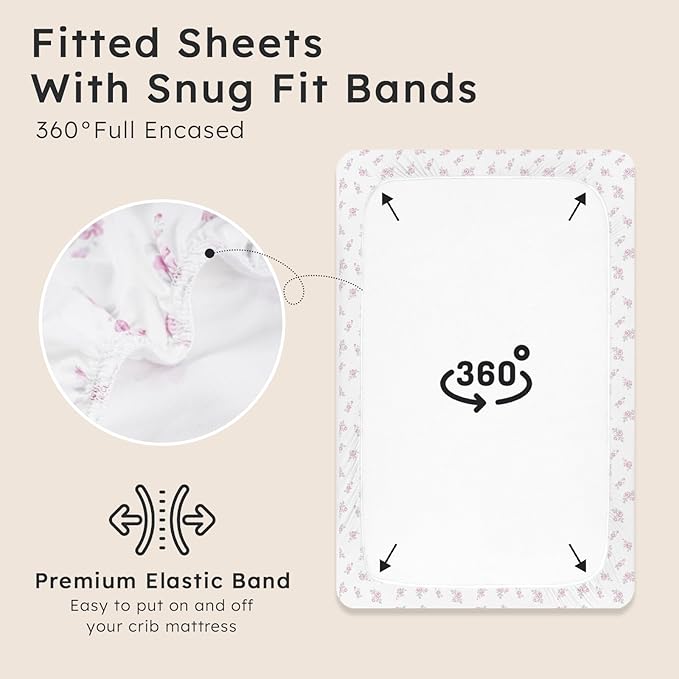 Baby Crib Sheets for Boys Girls Neutral, 2 Pack Crib Mattress Sheet for - Image 4