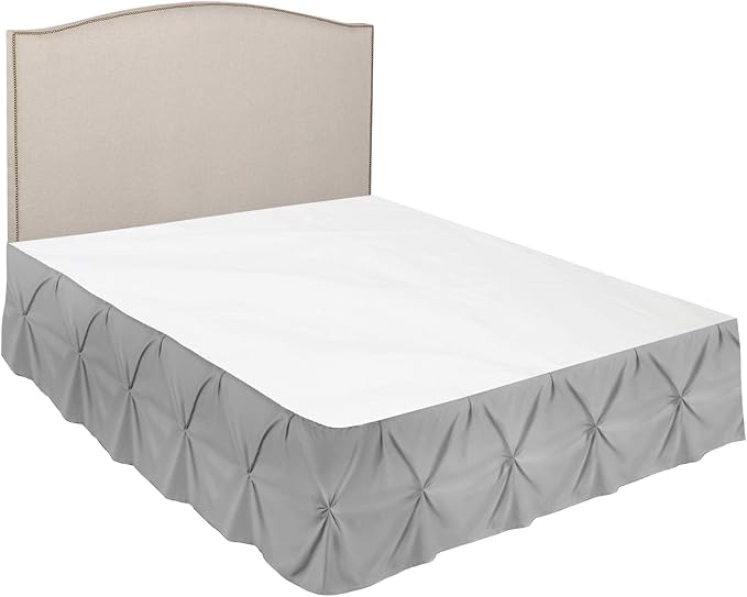 Nestl Light Grey Bed Skirt Full Size, Pinch Pleat Full Bed Skirt, Hotel Quality - Image 7