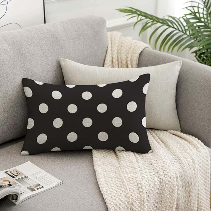 TKS MITLAN White Polka Dot Decorative Pillow Covers on The Black Background - Image 7