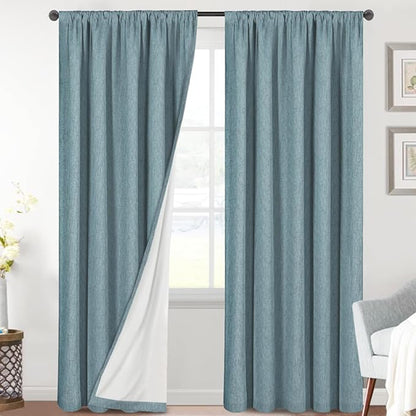 H.VERSAILTEX Linen Look 100% Blackout Curtains 84 Inches Long by HVERSAILTEX