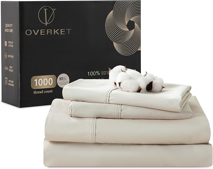100% Egyptian Cotton Sheets Cal King Sheet Set 1000 Thread Count Sateen Weave by overket