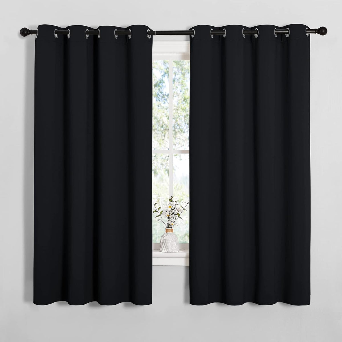 nicetown black blackout curtains for bathroom 55" wide, main product view
