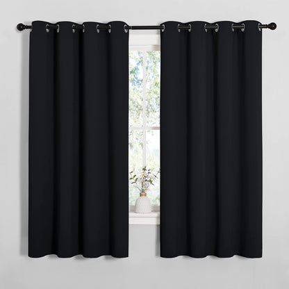 nicetown black blackout curtains for bathroom 55" wide, main product view