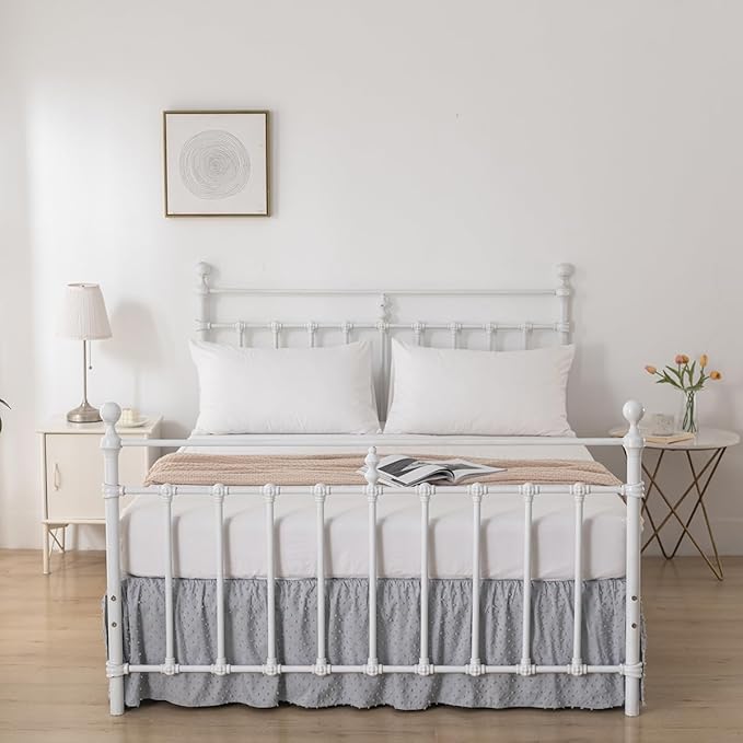 Tufted Dot Bed Skirt Full Size Ruffled Bed Skirt - Image 5