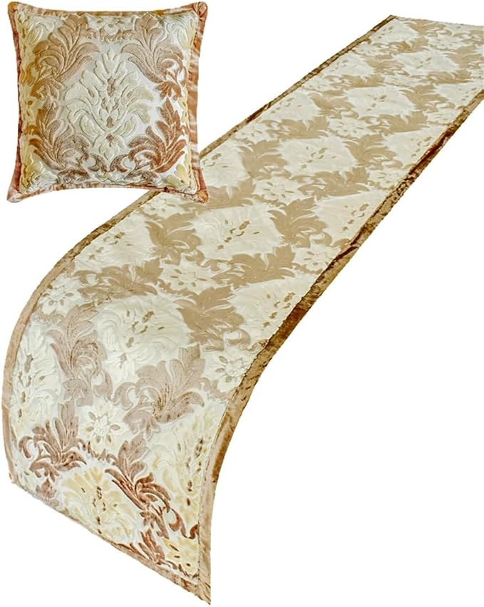 The HomeCentric King/Queen/Twin Beige Decorative King 90"x18" Bed Runner - Image 4