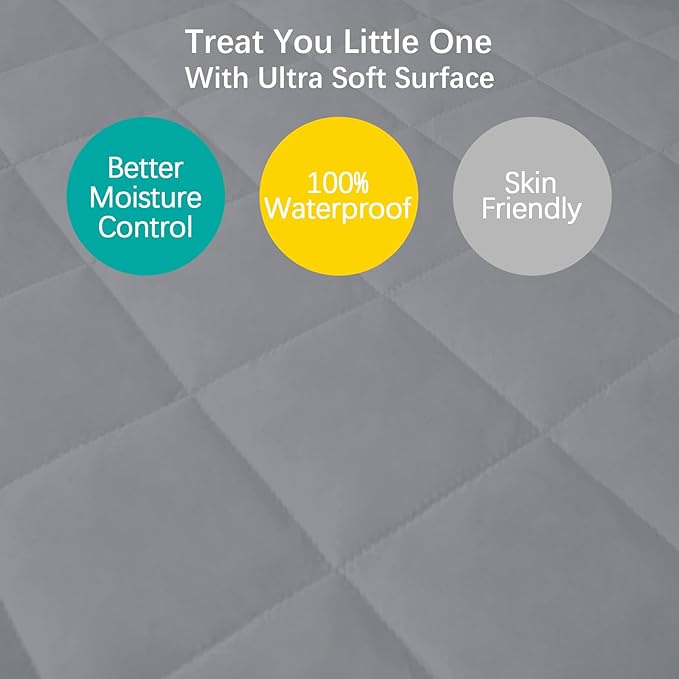 Pack and Play Sheets Fitted Waterproof Pack and Play Mattress Protector Pad - Image 4