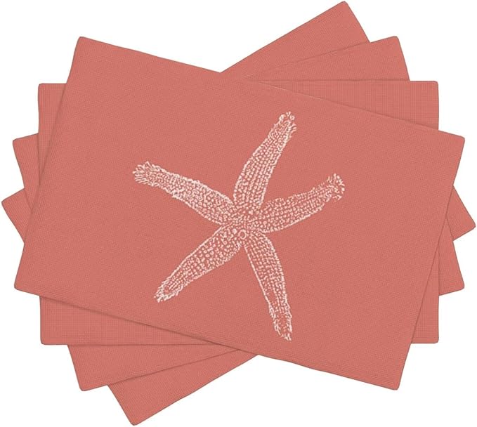 Summer Coastal Placemats Set of 4, Beach Theme Ocean Coral Starfish Decorative - Image 2