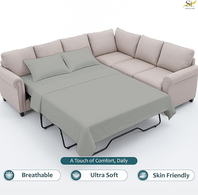 Luxury Queen Sleeper Sofa Bed Sheet Set, 100% Egyptian Cotton, 338 Thread Count - Image 3
