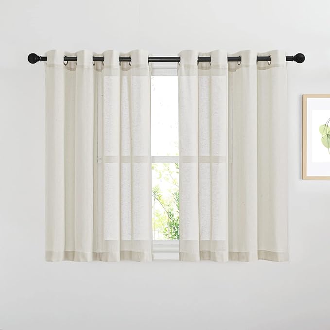 NICETOWN Semi Sheer Linen Curtains 54 inch Long by NICETOWN