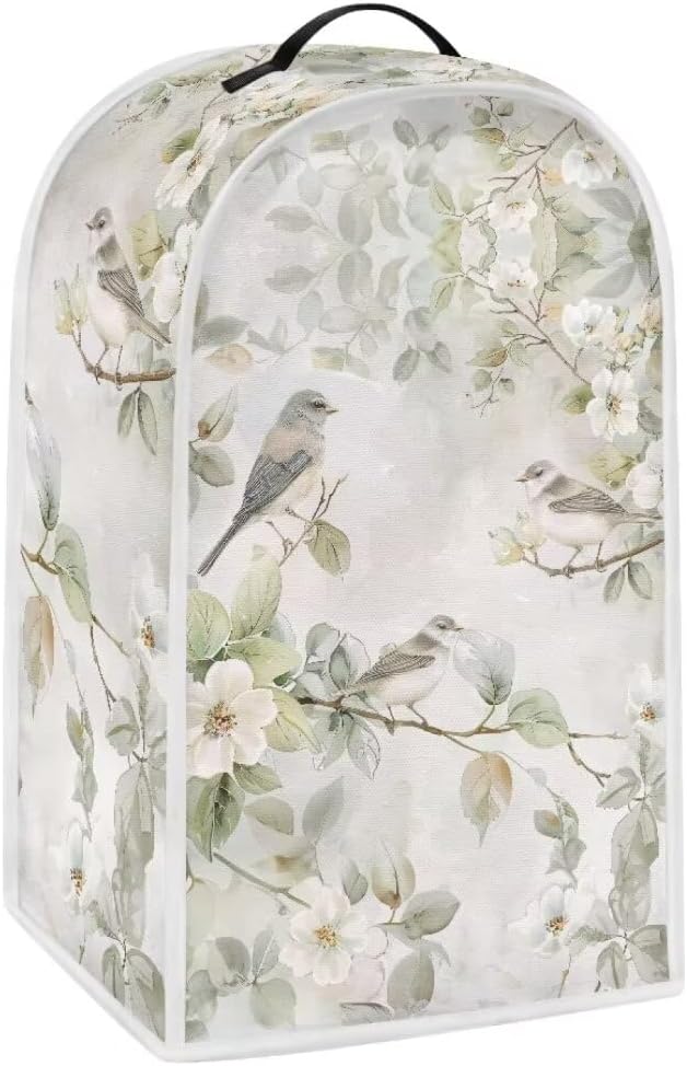 Hummingbird Floral White Blender Dust Cover, Anti Fingerprint Polyester Stand - Image 2